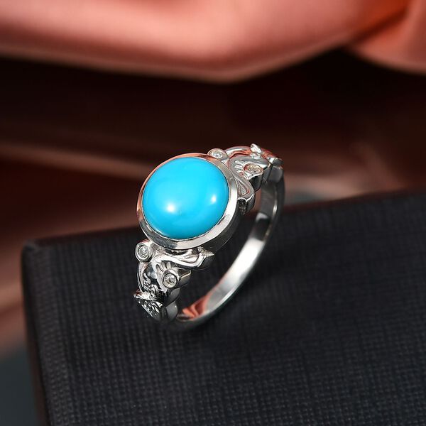 D joy Sleeping Beauty T&uuml;rkis, Moissanit Ring 925 Silber rhodiniert (Gr&ouml;&szlig;e 21.00) ca. 2.70 ct image number 2