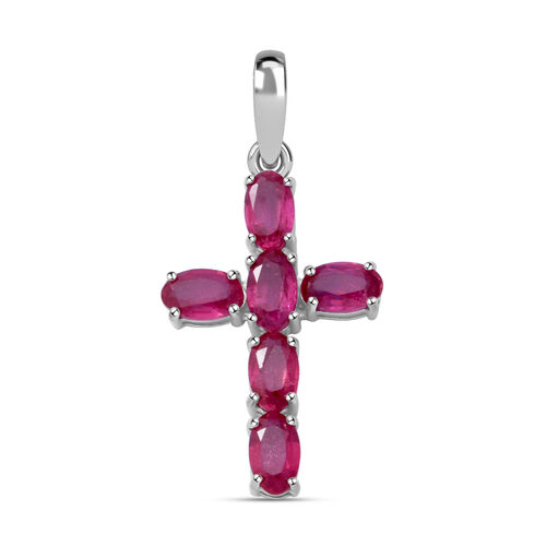 Afrikanischer Rubin Kreuz-Anhänger, 925 Silber platiniert ca. 2,04 ct image number 0