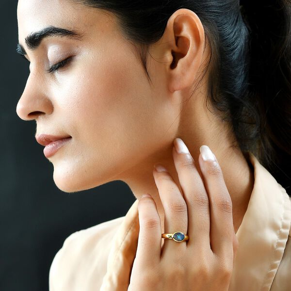 Boulder Opal Triplette Ring, 925 Silber vergoldet (Gr&ouml;&szlig;e 17.00) ca. 0.94 ct image number 3