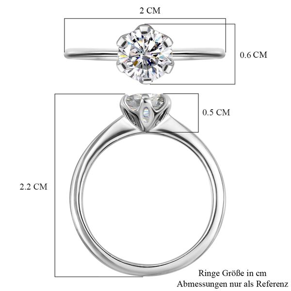 88 Facetten Moissanit-Ring, 925 Silber platiniert, ca. 0,74 ct image number 5
