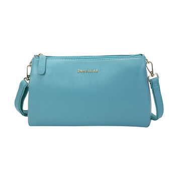 Sencillez Crossbody Tasche aus echtem Leder,  Gr&ouml;&szlig;e 28x9x17 cm, Gr&uuml;n