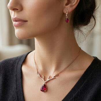 D'Joy afrikanische Rubin und Zirkon 45cm Halskette und Ohrringe