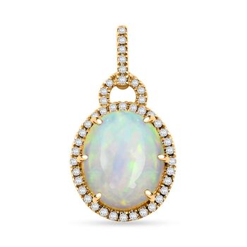 AAA Nat&uuml;rlicher, &auml;thiopischer Welo Opal, Wei&szlig;er Diamant Anh&auml;nger 417 Gold ca. 3,60 ct.