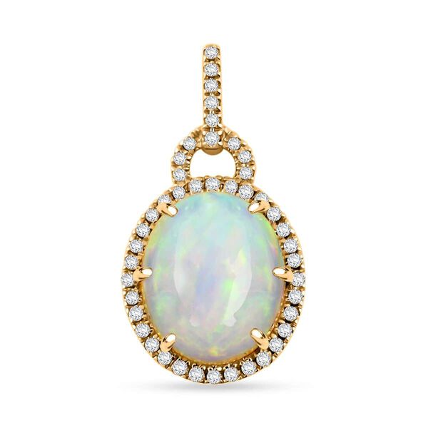 Zertifiziert und geprüft AAA Natürlicher, äthiopischer Welo Opal und Diamant Anhänger in 417 Gold - 3,60 ct. image number 0