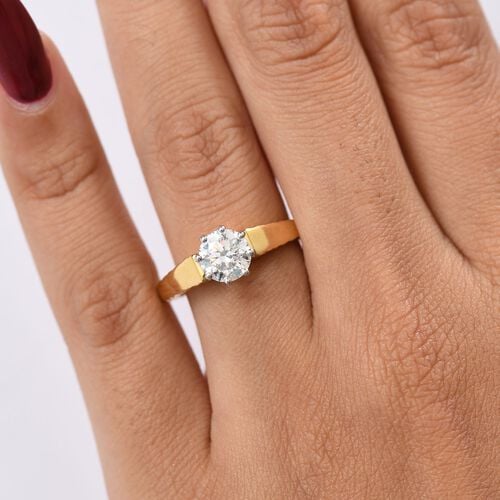 Lab Grown Diamant SI Ring 925 Silber 750 Gelbgold Vermeil (Größe 18.00) ca. 1,00 ct image number 2