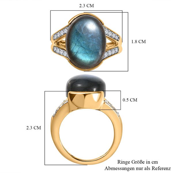 AAA Labradorit und Zirkon Ring - 11,27 ct. image number 6