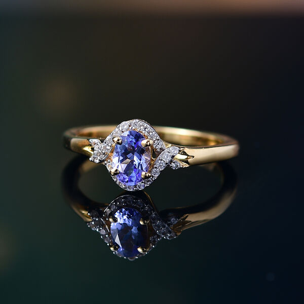Tansanit und Zirkon Ring, 925 Silber 750 Gelbgold Vermeil - 0,65 ct. image number 2
