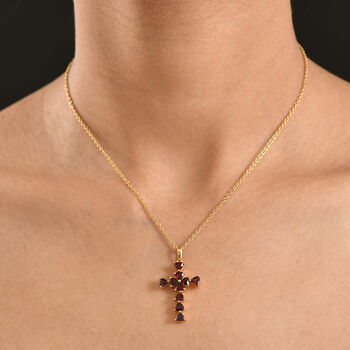 EverTrue Mosambik Granat Kreuz Anhanger mit 50cm Kette - 2,96 ct.