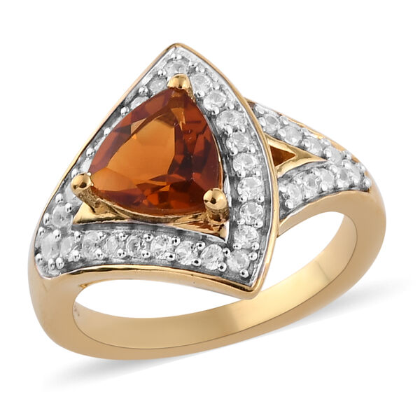 Madeira Citrin und Zirkon Ring 925 Silber vergoldet  ca. 1,61 ct image number 4