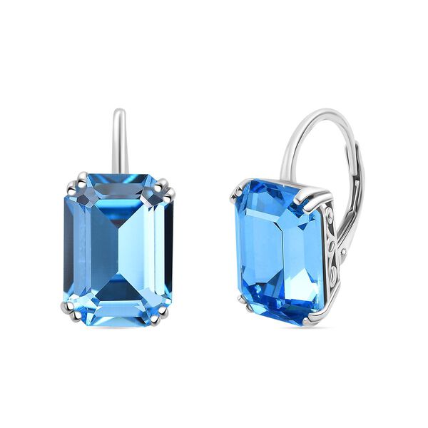 J Francis gefertigt mit SWAROVSKI - Aquamarin Kristall Ohrringe 925 Silber rhodiniert 12.74 ct