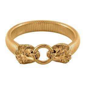 Löwendoppelkopf-Design Armband, Reiner Edelstahl, flexibel, ca. 45,60 g, goldfarben