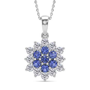 D'Joy AA Tansanit, Moissanit Schmuckset ca. 50 cm 925 Silber rhodiniert ca. 1,67 ct.