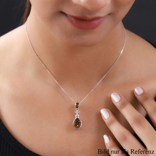 Champagner Triplett Quarz Anhänger mit Kette - 3,39 ct. image number 1