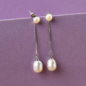 Wei&szlig;e S&uuml;&szlig;wasser Perle Ohrringe Nickelfreies Messing