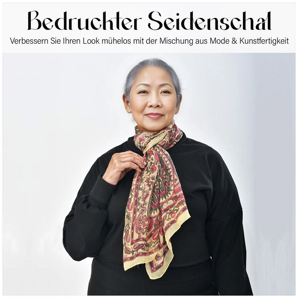 Luxuri&ouml;ser Seidenschal, gelbrot image number 3