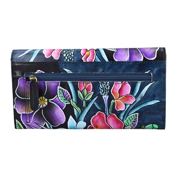 SUKRITI - handbemalte Echtleder Brieftasche, schwarz und mehrfarbig image number 4