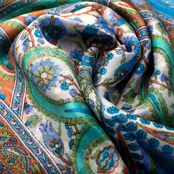 100% satin-Seidenschal, bedruckt mit Kartenmuster, 50x160cm, Mehrfarbig image number 6