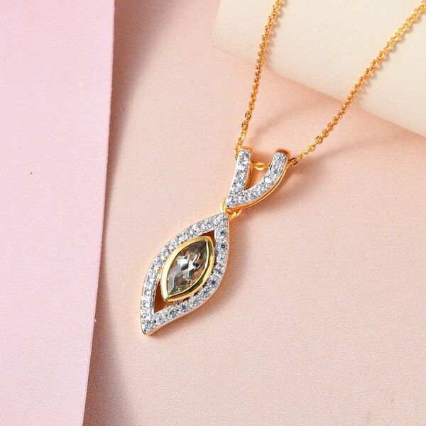 AAA Turkizit und Zirkon Anhänger mit 50cm Kette - 1 ct. image number 3