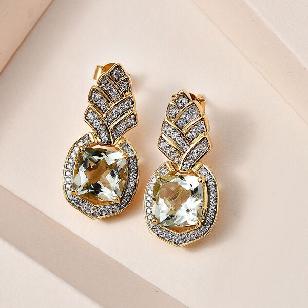 Prasiolith und Zirkon Ohrringe - 7,35 ct. image number 2