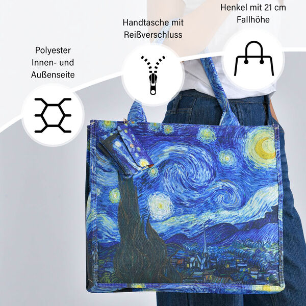 2er Set Shopper und Geldb&ouml;rse - Sternennacht Gem&auml;lde image number 4
