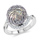 Tahiti Perle, Moissanit Ring, 925 Silber rhodiniert, (Größe 21.00), ca. 0.34 ct image number 2