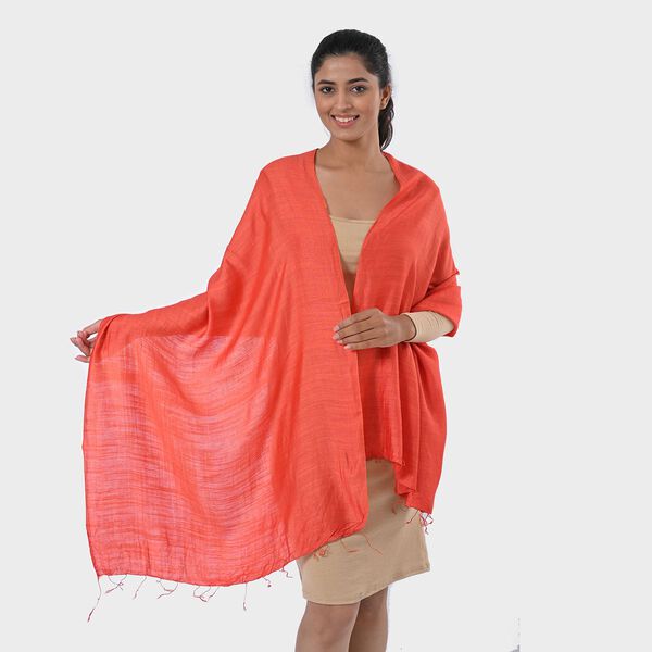 Modische Schal aus 40% Seide und 60% Leinen, 70 x 200 cm, Pink