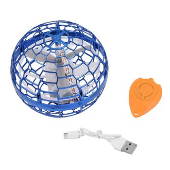 Fliegender Ball mit LEDs und Fernsteuerung, 9x9cm, blau