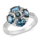 London Blau Topas und Zirkon Ring 925 Silber platiniert (Größe 16.00) ca. 2,43 ct image number 3