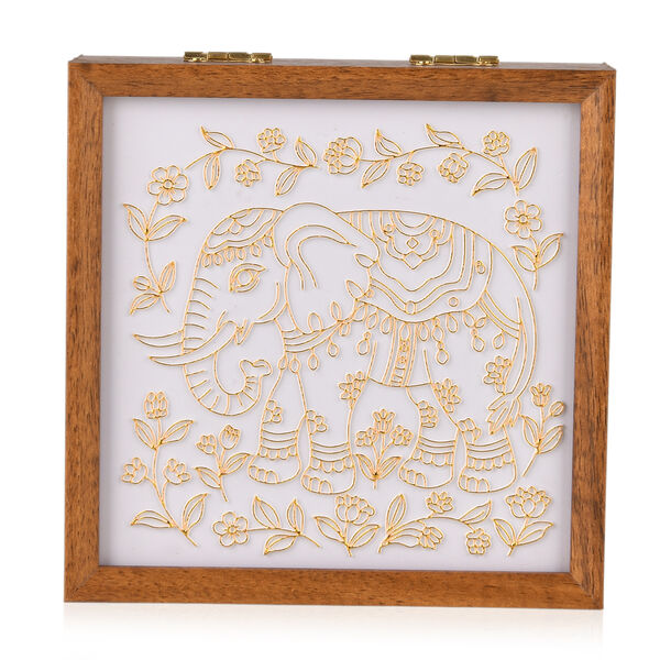Goldene Elefant mit Sandbild, Aufbewahrungsbox, 23x15,3x6cm