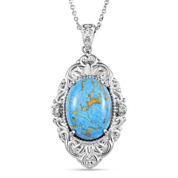 Blaues Türkis, Himmelblauer Topas Schmuckset Edelstahl ca. 18,18 ct. image number 0