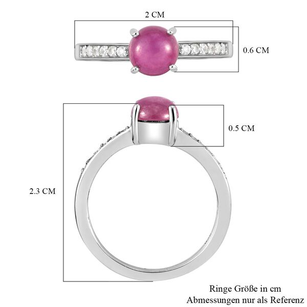 Sternrubin und weißer Zirkon-Ring, 925 Silber platiniert  ca. 1,41 ct image number 7