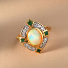 Natürlicher Äthiopischer Opal und Mehrfarbig Edelsteine Ring 925 Silber Vermeil image number 3