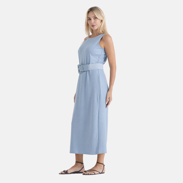 LA MAREY langes Strickkleid mit Stretchg&uuml;rtel, Einheitsgr&ouml;&szlig;e, passend f&uuml;r EU 36 bis 42, L&auml;nge 132 cm, Hellblau image number 4