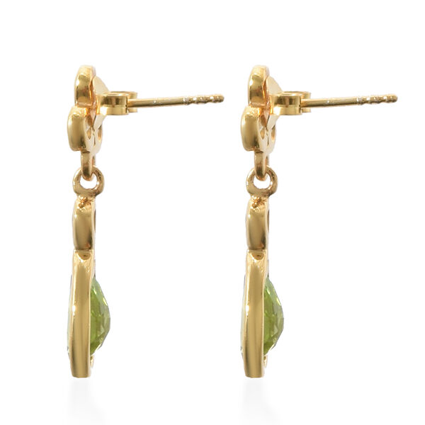 Nat&uuml;rliche Peridot und Zirkon-Ohrh&auml;nger in Silber, 3,44 ct. image number 3