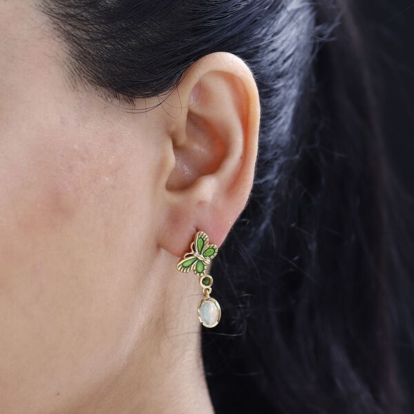 AA Natürlicher, äthiopischer Welo Opal und Chromdiopsid Ohrringe - 1,10 ct. image number 9