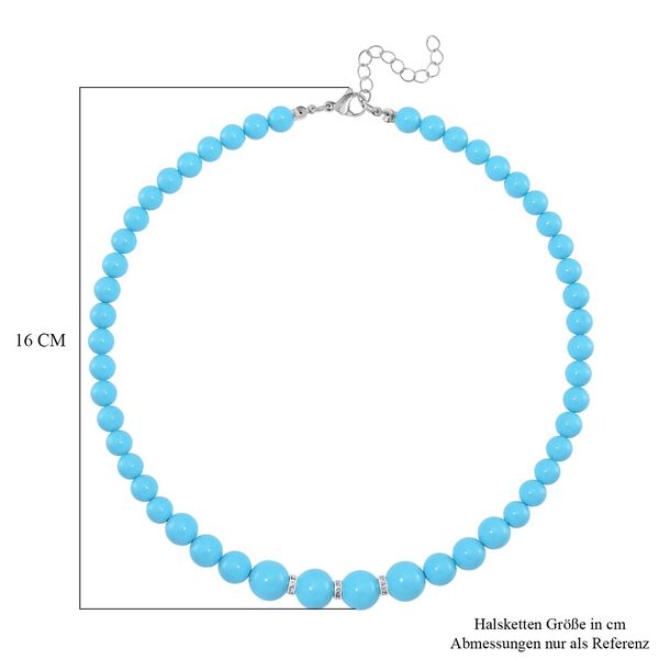 Sleeping Beauty t&uuml;rkisfarbene Muschelkernperlen und wei&szlig;e Kristall, 45+5 cm image number 6