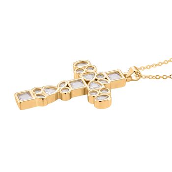 Wei&szlig;er Zirkonia Kreuz Anh&auml;nger mit 43,5+5cm Kette