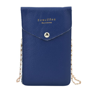 SENCILLEZ: 100% echtes Leder Crossbody Handytasche, Gr&ouml;&szlig;e 12x1x18 cm, Dunkelblau
