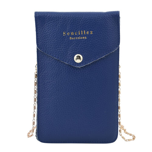 SENCILLEZ: 100% echtes Leder Crossbody Handytasche, Größe 12x1x18 cm, Dunkelblau image number 0