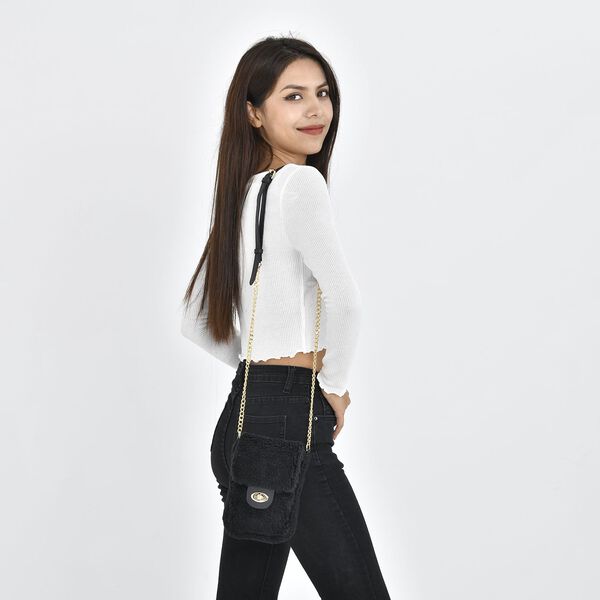 Kunstfell Crossbody-Tasche schwarz image number 2