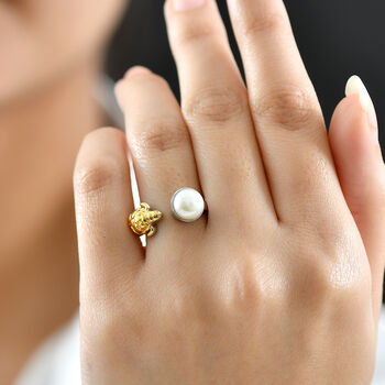 EVER TRUE S&uuml;&szlig;wasser Perle (7.5-8 mm) Ring Nickelfreies Messing Zweifarbige Beschichtung (Gr&ouml;&szlig;e 18.00)