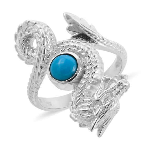 Royal Bali Kollektion - Nat&uuml;rlicher Sleeping Beauty T&uuml;rkis Drachen Ring 925 Silber
