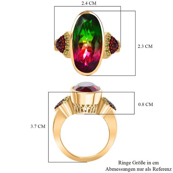 Wassermelonen Quarz Triplett und Multi-Edelstein-Ring - 10,91 ct. image number 7