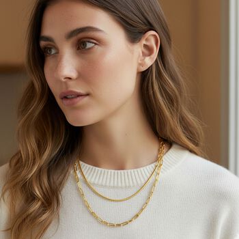 DESIGNER INSPIRIERT - 2er Fancy 316L Edelstahl Ketten Set ca. 50 cm Goldfarben