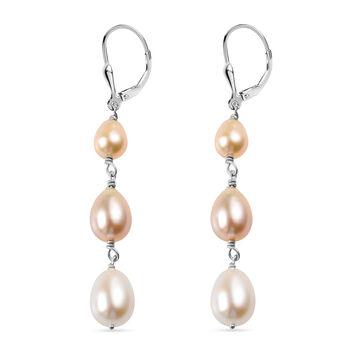 AA Mehrfarbige S&uuml;&szlig;wasser Perle Ohrringe 925 Silber rhodiniert