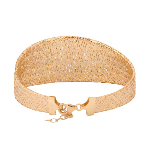 Italienischer gew&ouml;lbter Omega Armreif, ca. 18 cm mit 2.54 cm Verl&auml;ngerung, 375 Gelbgold image number 2