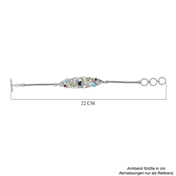 Wei&szlig;er B&uuml;ffel und Multi-Edelsteine 19cm Armband- 5,01 ct. image number 4