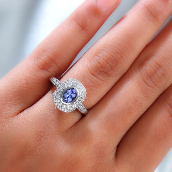 Tansanit und Zirkon Ring - 1,22 ct.