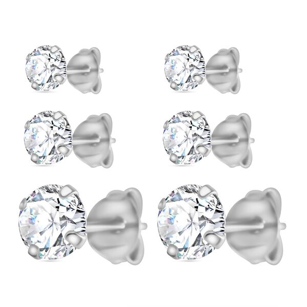 AAAA Zirkonia Ohrringe Set in rhodiniertem Silber image number 1