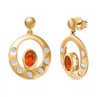 AAA Blaze-Feueropal, Weißer Zirkon Ohrringe 925 Silber 750 Gelbgold Vermeil ca. 0,97 ct.